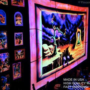 Blacklight Tapestry Trippy UV Cool Hippie Room Home Glow Decor Psychedelic Art